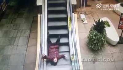 Never ride an escalator drunk!