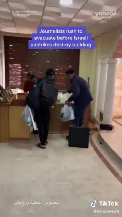 Footage from inside the Gaza media tower showed journalists hurriedly attempting to pack as many belongings as possible before Israeli airstrikes destroyed the building.
