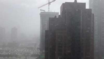 The tail-end of the hail storm (20th floor)