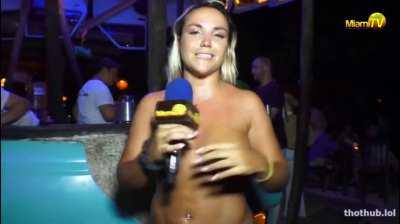 Miami TV presenter interviewing people naked cuz it's too hot for clothes