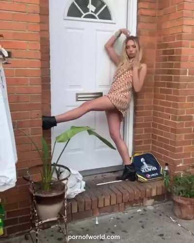 Amateur posing in public