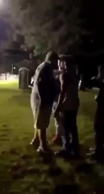 Male Karen picks on kids, gets knocked tf out.