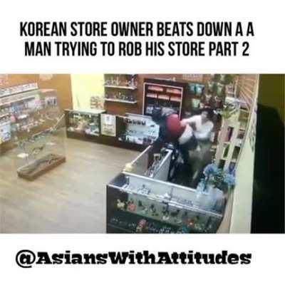 Korean Store Owner Beats Down a Man Trying to Rob His Store