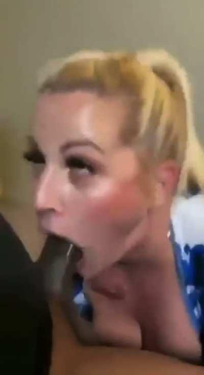 Mom of two hasn't forgotten how to throat big cocks 😈😈