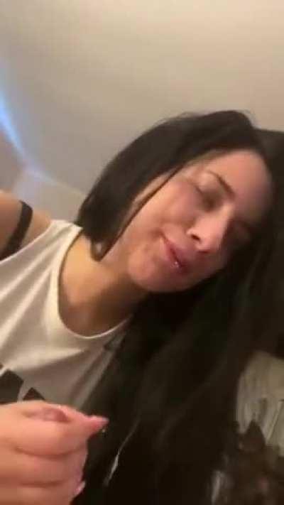 When your boyfriend knows you don't like cum in your mouth, but he does it anyway..