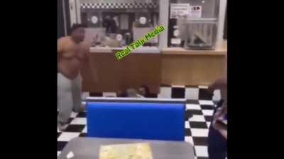 2 mid weight beat down a heavy weight, then he says “you know what time it is, right?” And gets to whooping their ass.