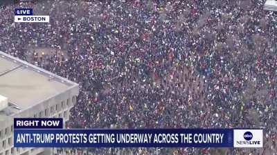 Thousands of protesters have gathered in Boston to take part in the