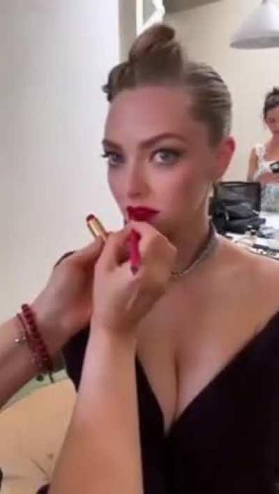 Amanda getting her makeup done