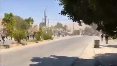 Thousands of Jordanian protestors March their way towards the Jordanian-Palestinian border