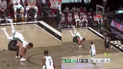 Dangerous & stupid act by a Celtics player
