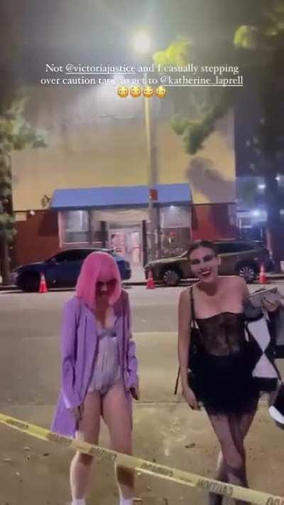 Casually stepping over yellow tape