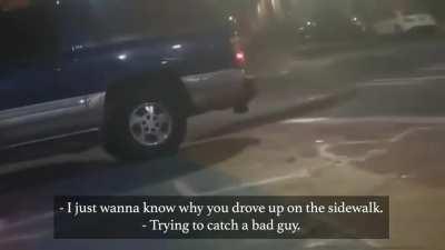 Seattle cop driving an unmarked car on the sidewalk and calling protesters cockroaches