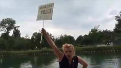 WCGW jumping off a dock in high heels