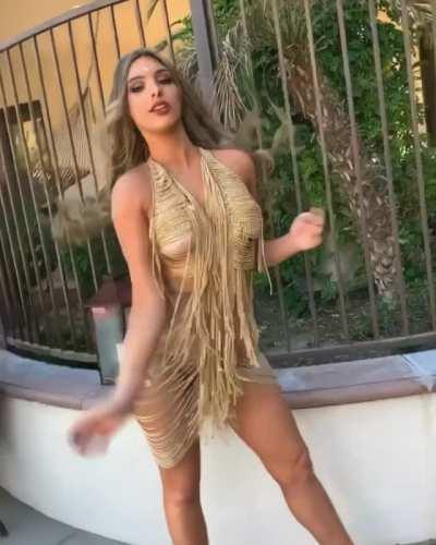 AI Enhanced Gold Slutty Dress