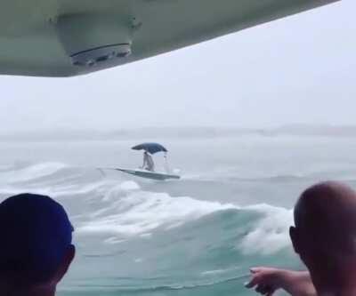 Idiot in Destin FL Riding Waves from Hurricane Sally