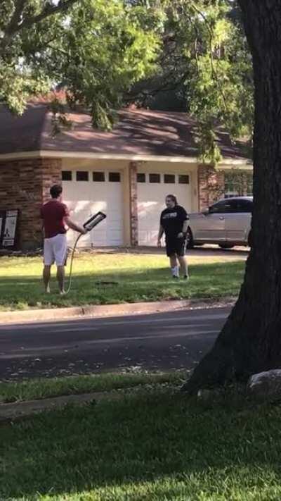 My neighbor has a Black Lives matter sign in her front yard. Some crazy lady parks in the middle of the street and starts screaming “White Lives Matter” for half an hour. Had to put the hose on her.