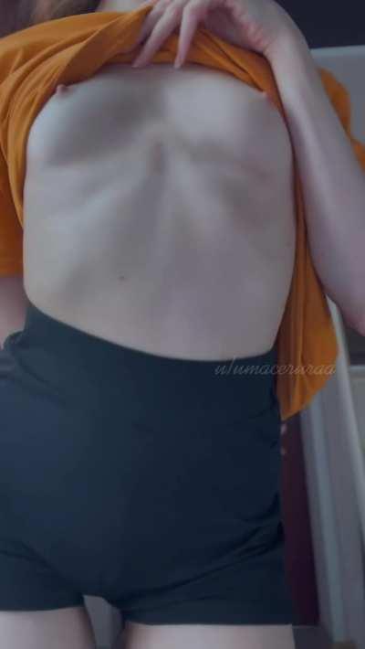 My pussy is as cute and soft as my tiny tits