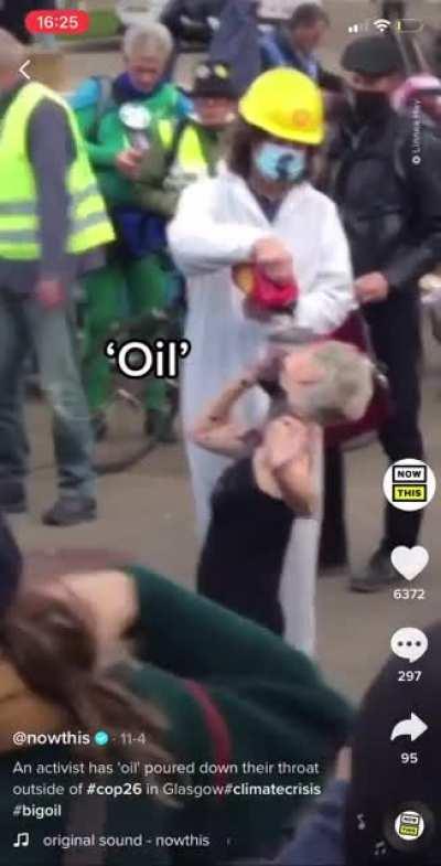 Stopping climate change by pouring vehicle oil down your throat