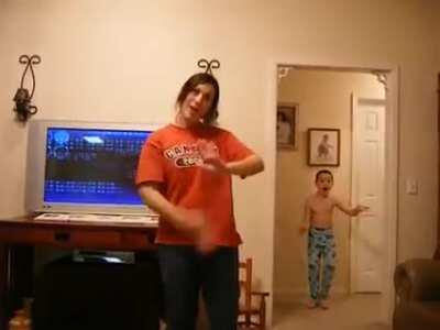 Smack that- ORIGINAL! (Little brother video bombs sister)