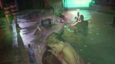 Friends having fun in the pool