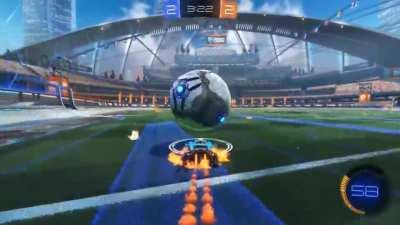 Airdribble the ball then bump the defender? Nah, bump the ball then airdribble the defender!