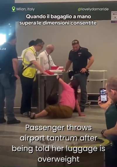 Chinese tourist goes viral after airport meltdown over overweight luggage in Milan
