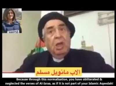 A Palestinian Christian priest talks about how Islam brought peace to the land and criticizes the modern Arab rulers for seeking peace with the Zionists.