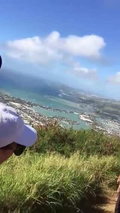 President Barack Obama surprises hikers at KoKo Head Stairs of Doom.