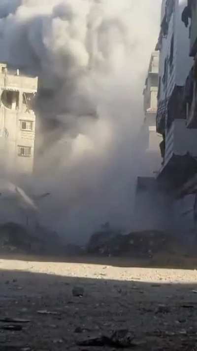 Israeli Air Force strike on the al-Aybaki Mosque in Gaza city today, which was built in the 13th century.