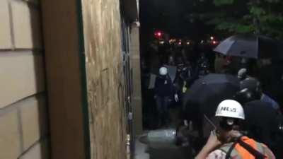 Portlandits breaking windows, burning, and otherwise vandalizing the PPB east precinct last night