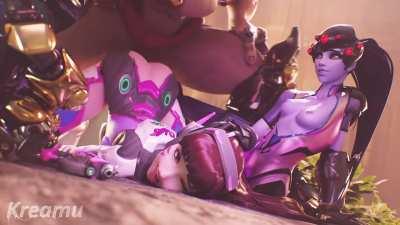 D.Va loses to Widowmaker and Doomfist (Kreamu)