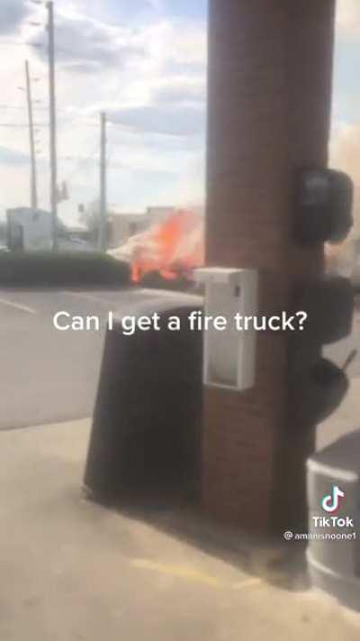 A fire breaks out next door to the firestation