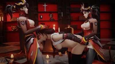 Tifa Sandwiched, (LewyNSFW)