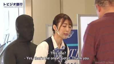 Bank assistant helps customers