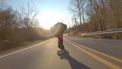 Skateboarding down one of Marylands steepest roads