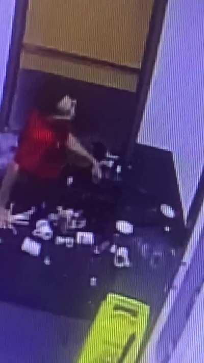 Waiter drops a tray full of drinks