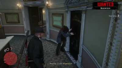 [Red Dead Redemption 2 online] headless horseman? No it's the headless bank teller now.