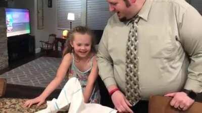 Dad tries to do the water bottle prank