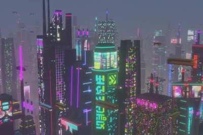 I generated all the billboards, neon signs, and text using Midjourney