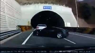 Dude changes lanes and crashes into a Ferrari