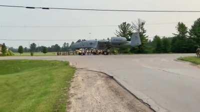 A-10 landed on a highway today in Michigan