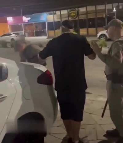 Police officer freaks out on guy not doing anything and receives insta-ramen-karma 