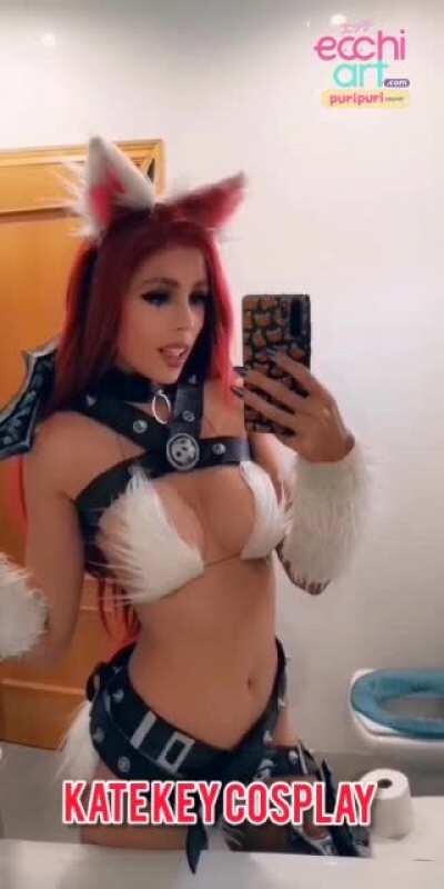 Nya! Kitty Cat Katarina erocosplay by Kate Key