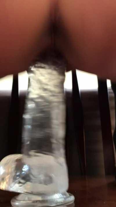 Do you like this closeup of my lips gripping this huge dildo?