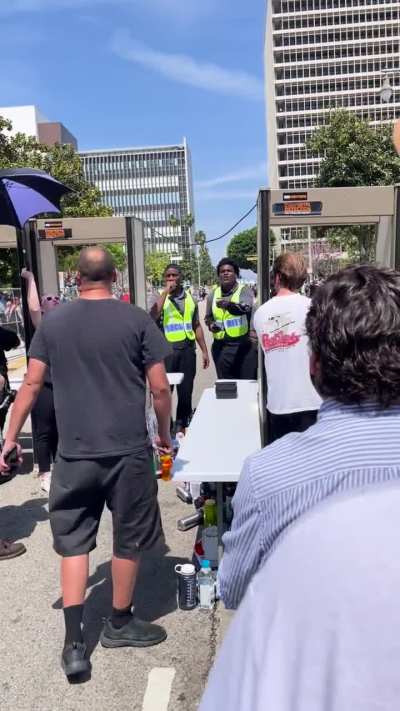 Guy at the LA Bernie rally wants to speak to the Fire Marshal’s manager