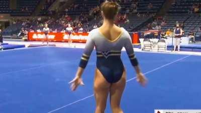 Rachel Hornung of West Virginia University is up next‼️💙💛🤍🤸🏼‍♀️