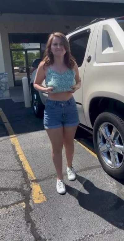 Slo-motion titty drop while walking to the car from lunch today, lol