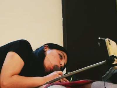 Babe showing her skills