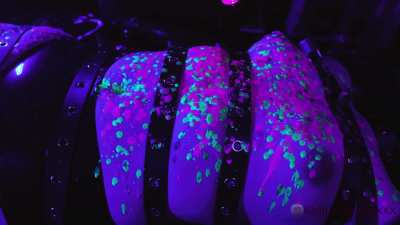 Screwed into the table. Dozens of padlocks. Spreader gag. And then UV waxplayed. [OC]