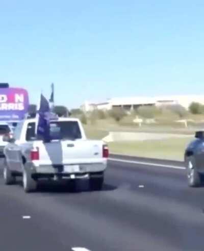 Trying to run the Biden bus off the Highway in Texas
